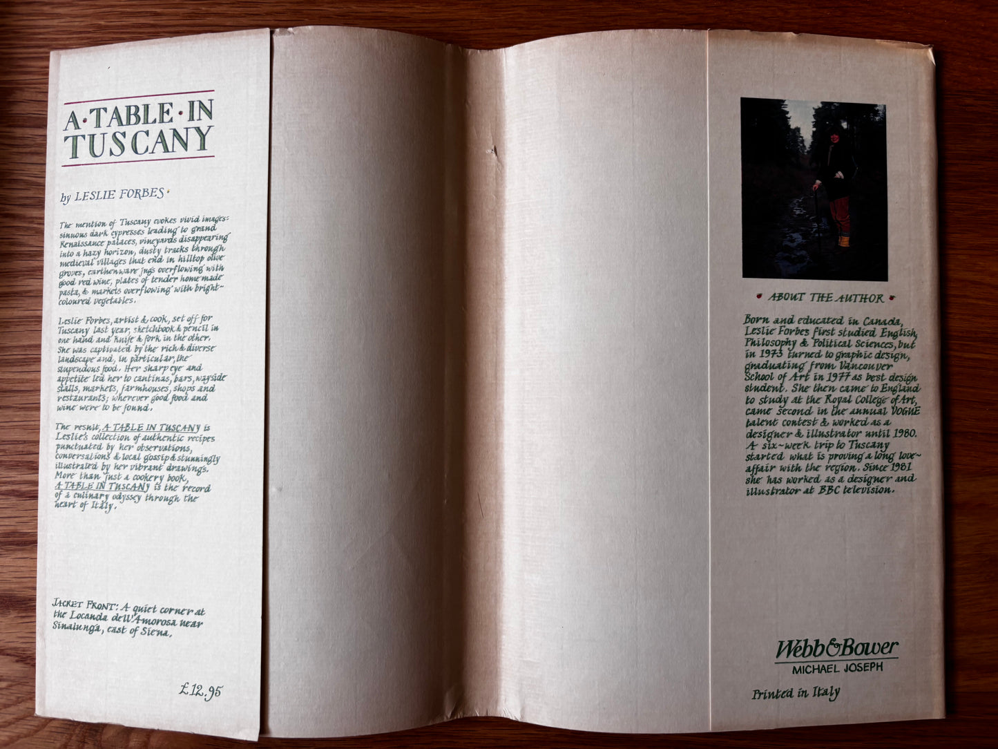Leslie Forbes A TABLE IN TUSCANY 1st DJ 1986 2nd Imp ITALIAN RECIPES COOKBOOK
