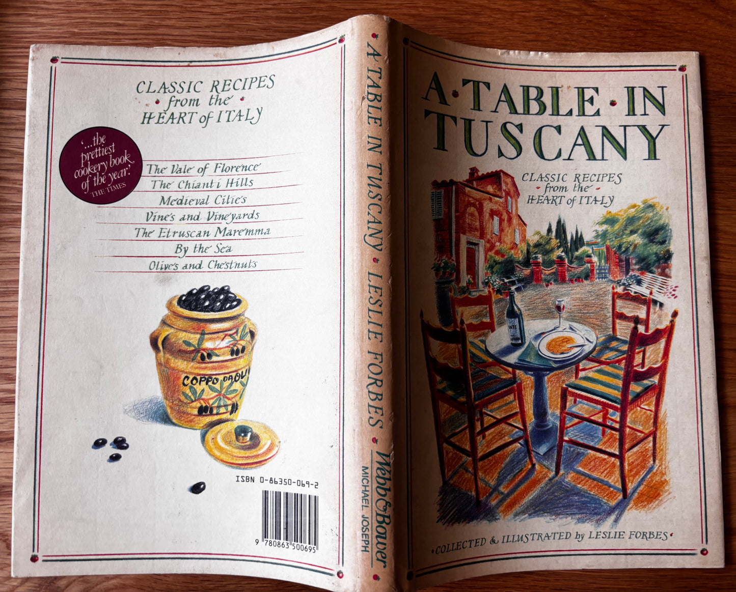 Leslie Forbes A TABLE IN TUSCANY 1st DJ 1986 2nd Imp ITALIAN RECIPES COOKBOOK