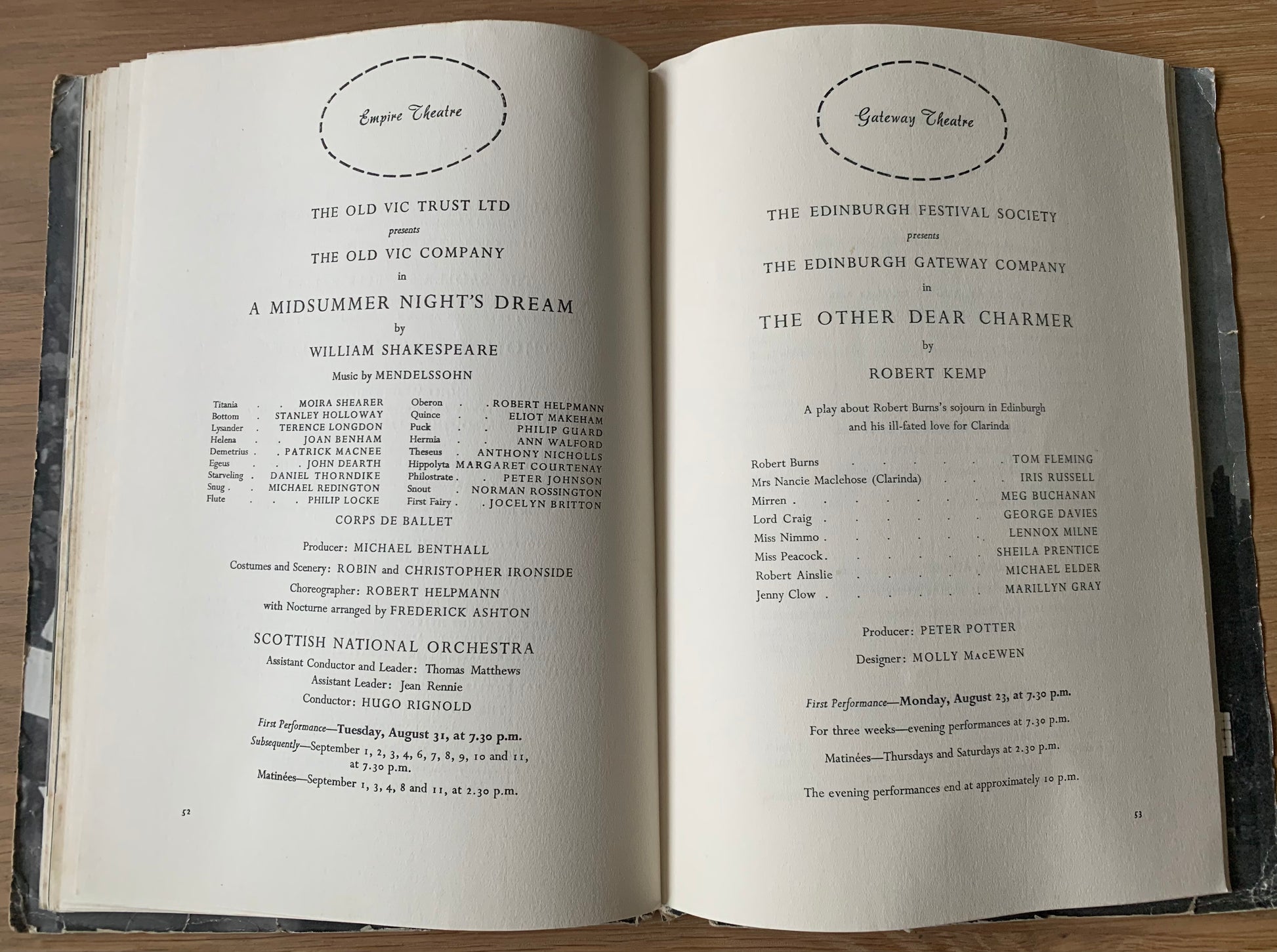 Hans Tisdall EDINBURGH INTERNATIONAL FESTIVAL 1954 Programme MOIRA SHEARA MARGOT FONTEYN - transpontinebooks