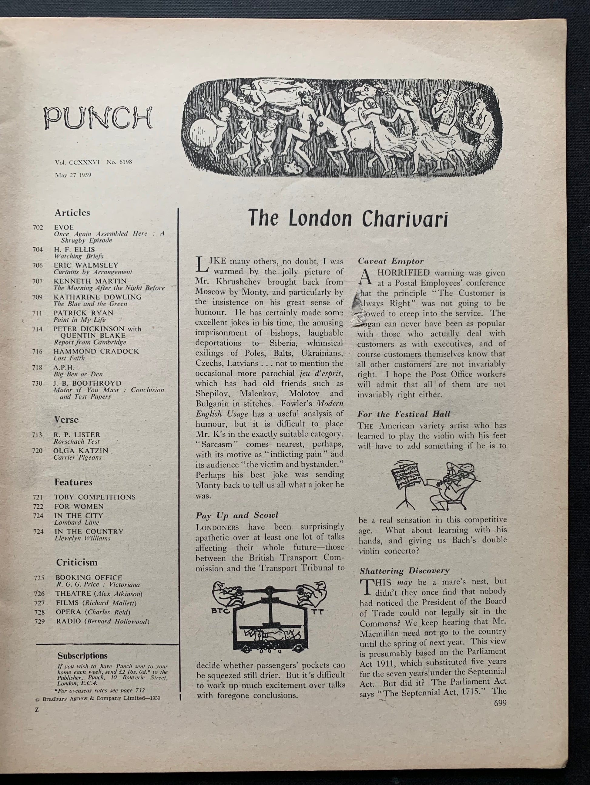 Ffolkes Michael PUNCH MAGAZINE 1959 Quentin Blake Cambridge ADVERTS CARTOONS - transpontinebooks