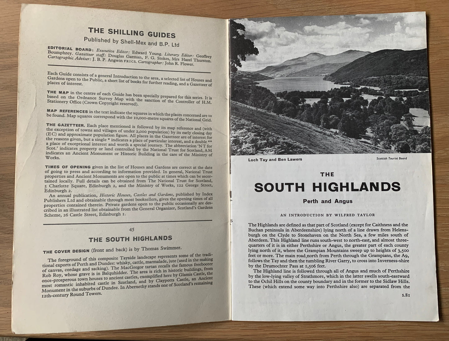 Thomas Swimmer THE SOUTH HIGHLANDS Perth Angus SHILLING GUIDE 1963 - transpontinebooks