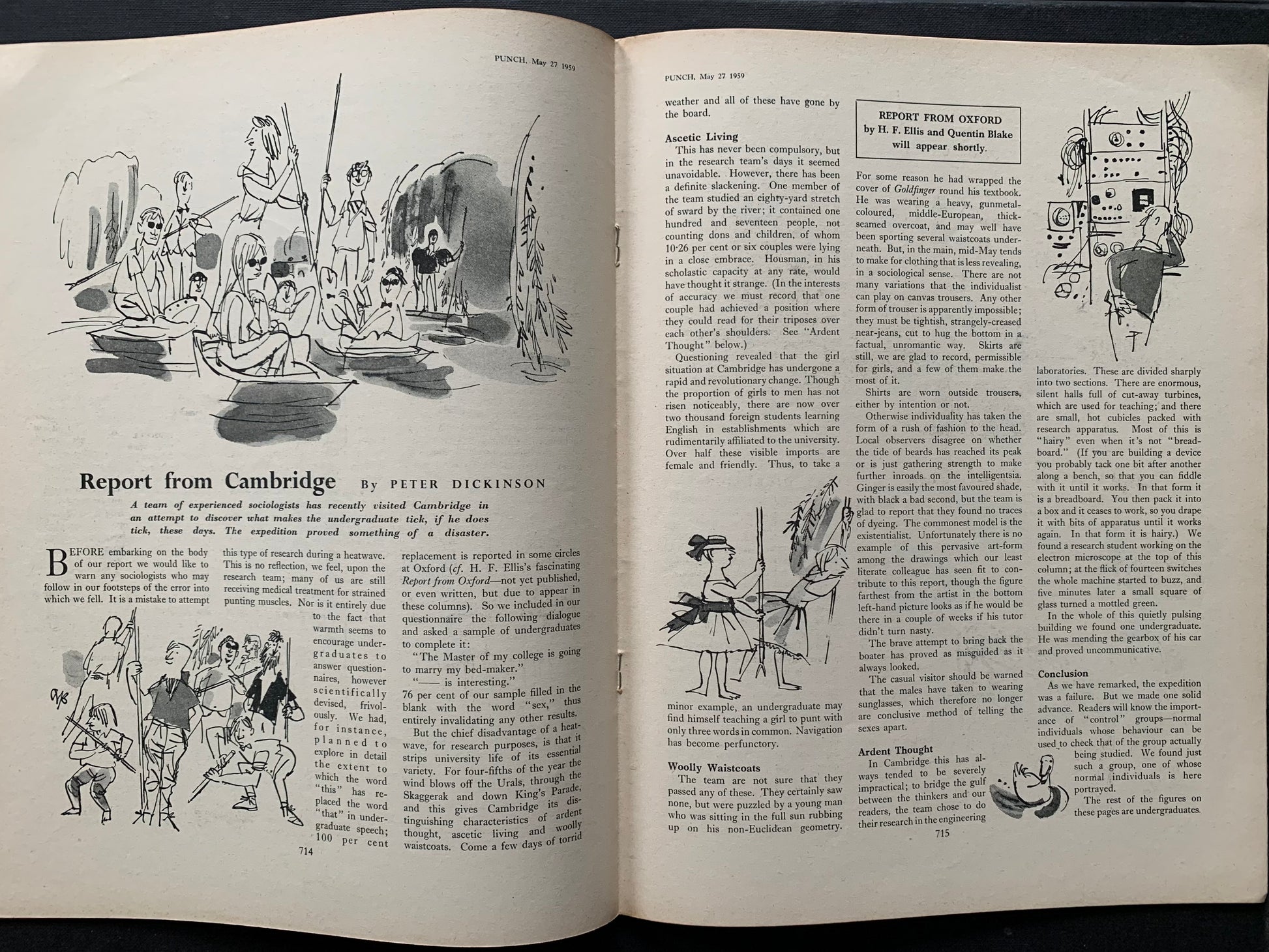 Ffolkes Michael PUNCH MAGAZINE 1959 Quentin Blake Cambridge ADVERTS CARTOONS - transpontinebooks