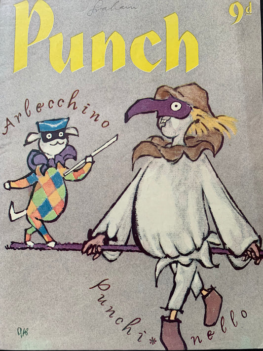 Blake Quentin PUNCH MAGAZINE COVER 1957 Harlequin Pierrot - transpontinebooks