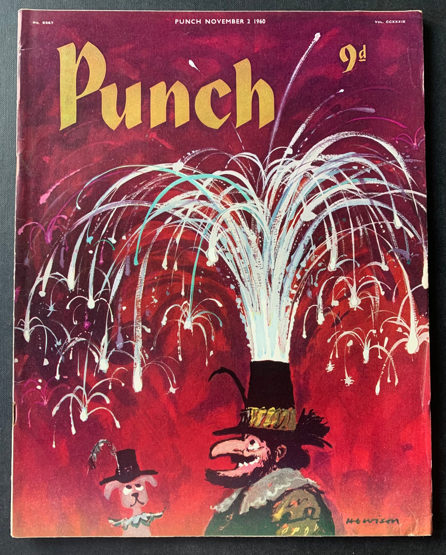 Hewison PUNCH MAGAZINE 1960 FIREWORKS NIGHT VINTAGE ART Guy Fawkes - transpontinebooks