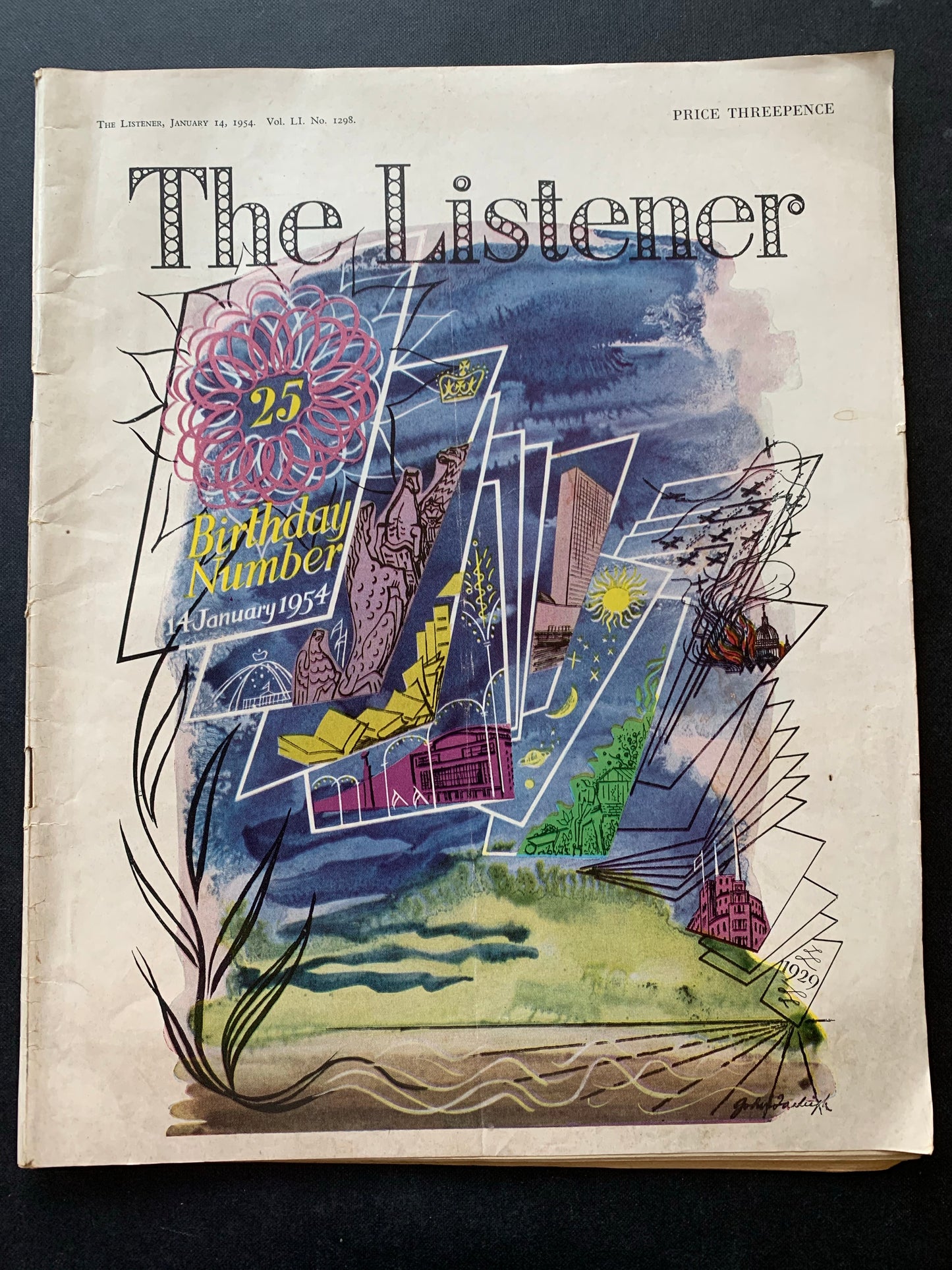 Farleigh John THE LISTENER 1954 Harold Nicholson 25th BIRTHDAY EDITION - transpontinebooks