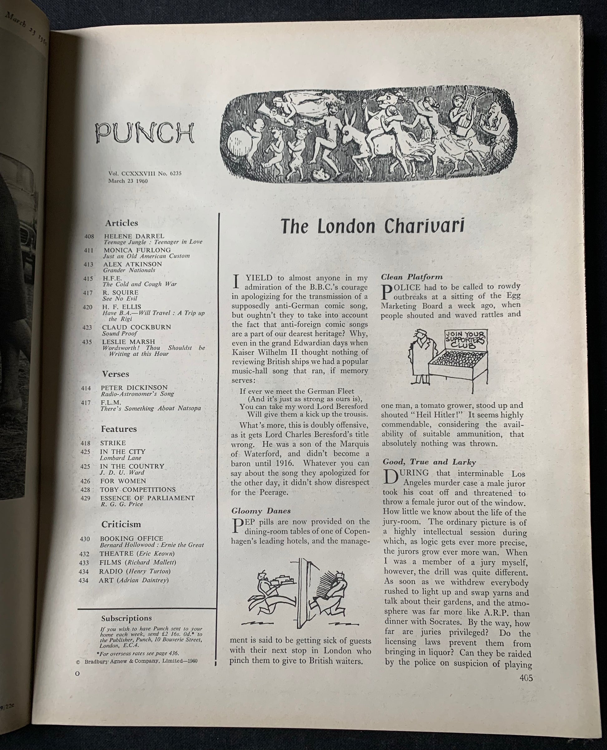 Blake Quentin PUNCH MAGAZINE March 1960 CAMBRIDGE UNIVERSITY BACKS - transpontinebooks