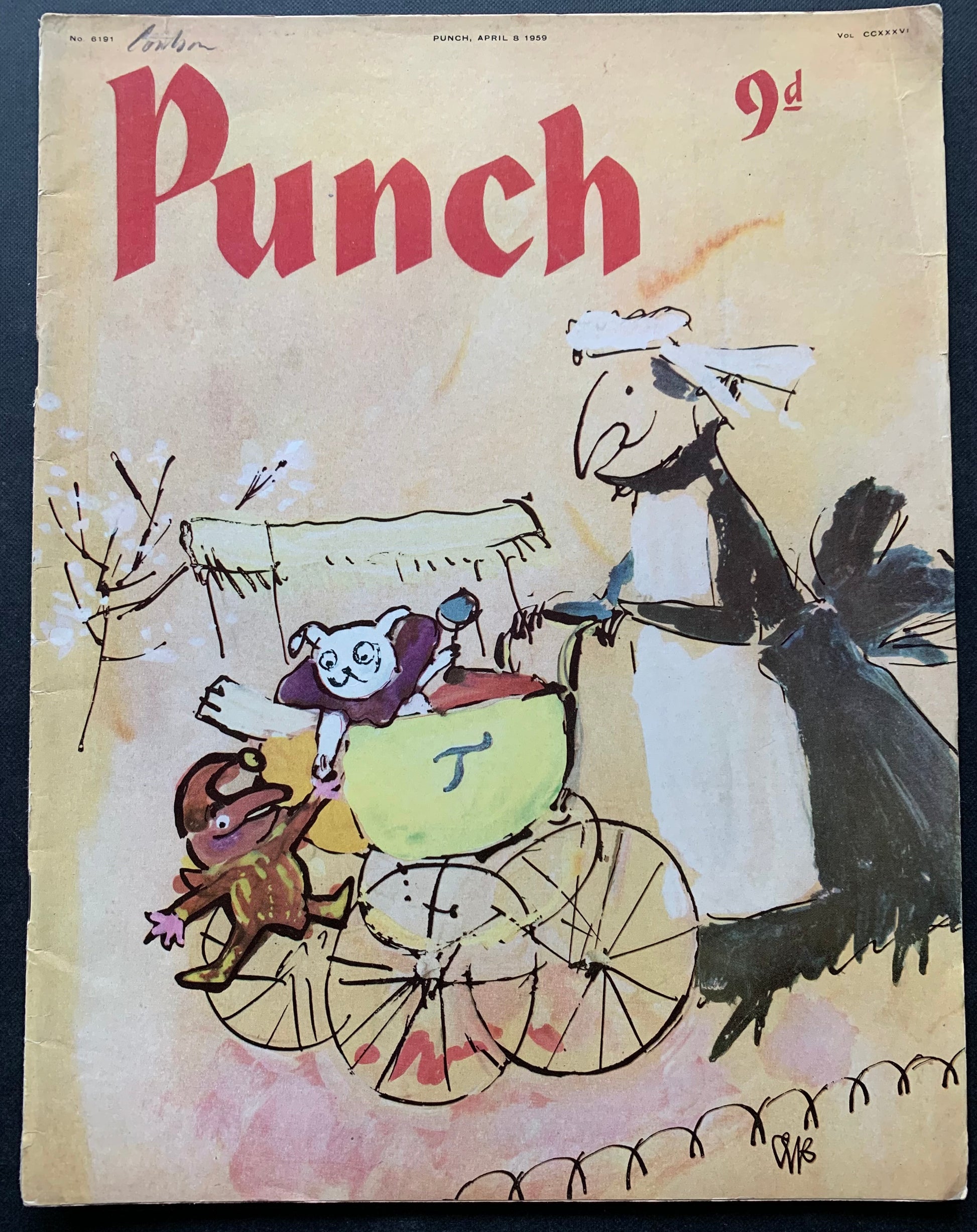 Blake Quentin PUNCH MAGAZINE APRIL 1959 Nanny Pushing Pram - transpontinebooks