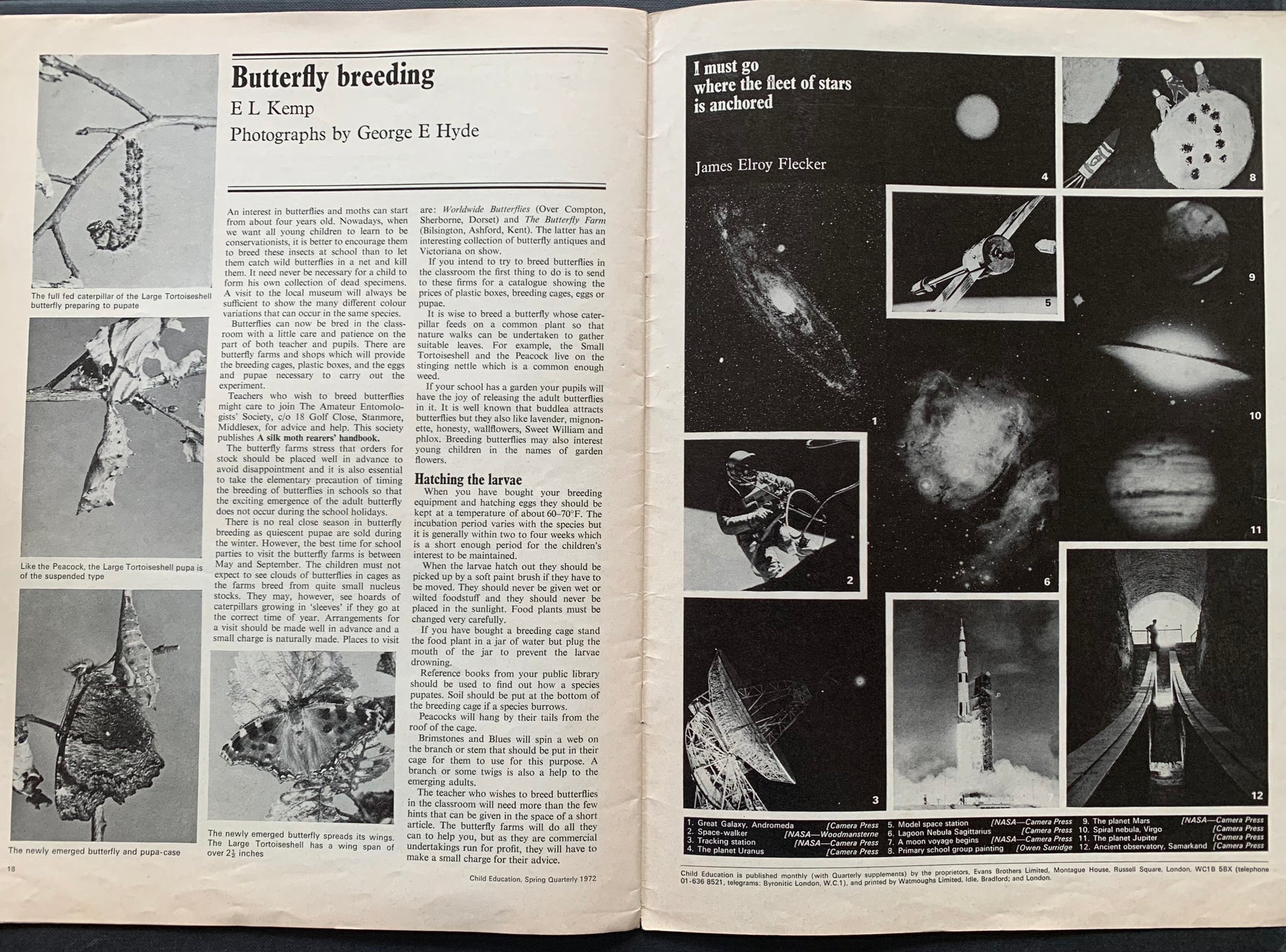 Haggerty Vana CHILD EDUCATION QUARTERLY 1972 Space SCIENCE Night Sky - transpontinebooks