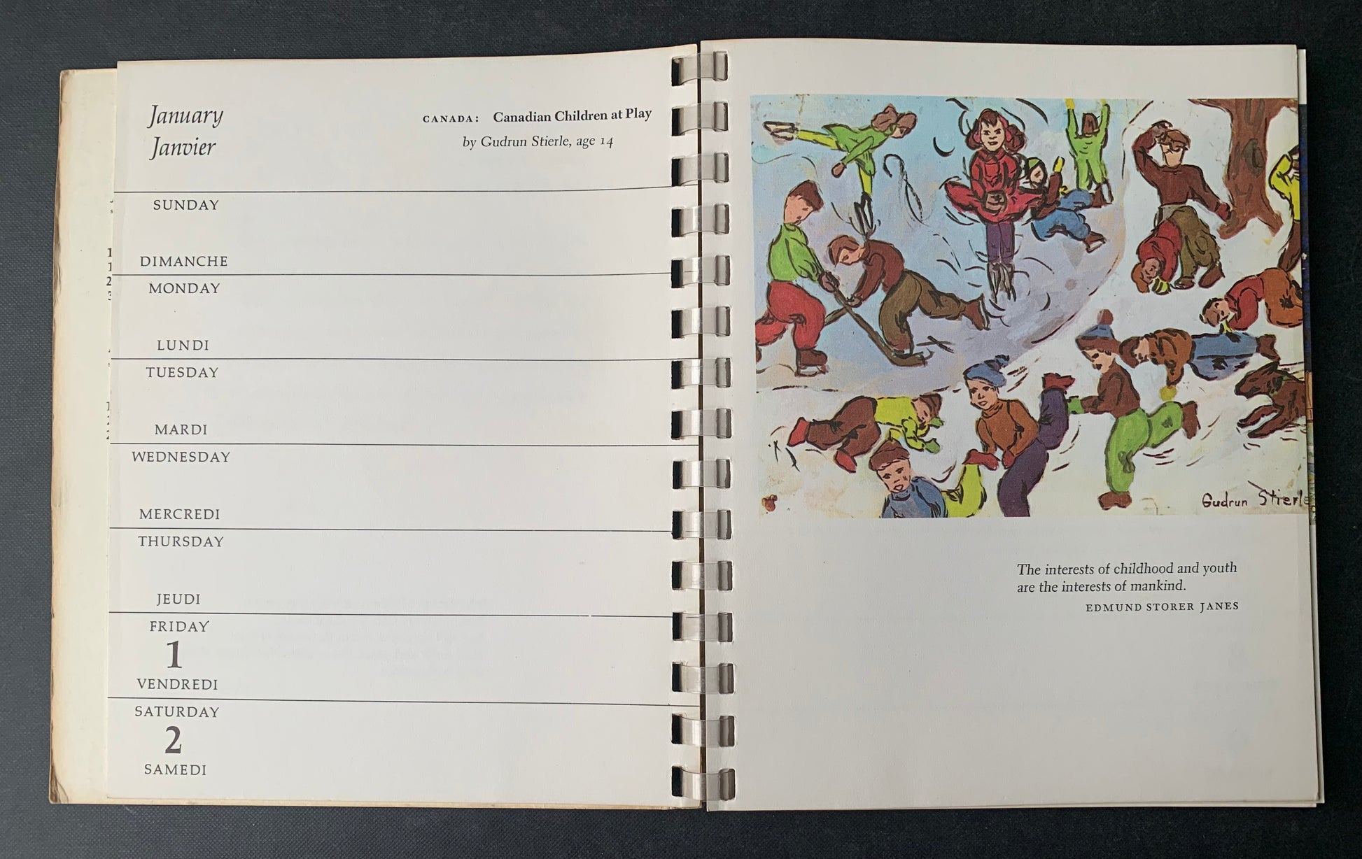 UNICEF CALENDAR 1965 Children Of The World RING BOUND - transpontinebooks