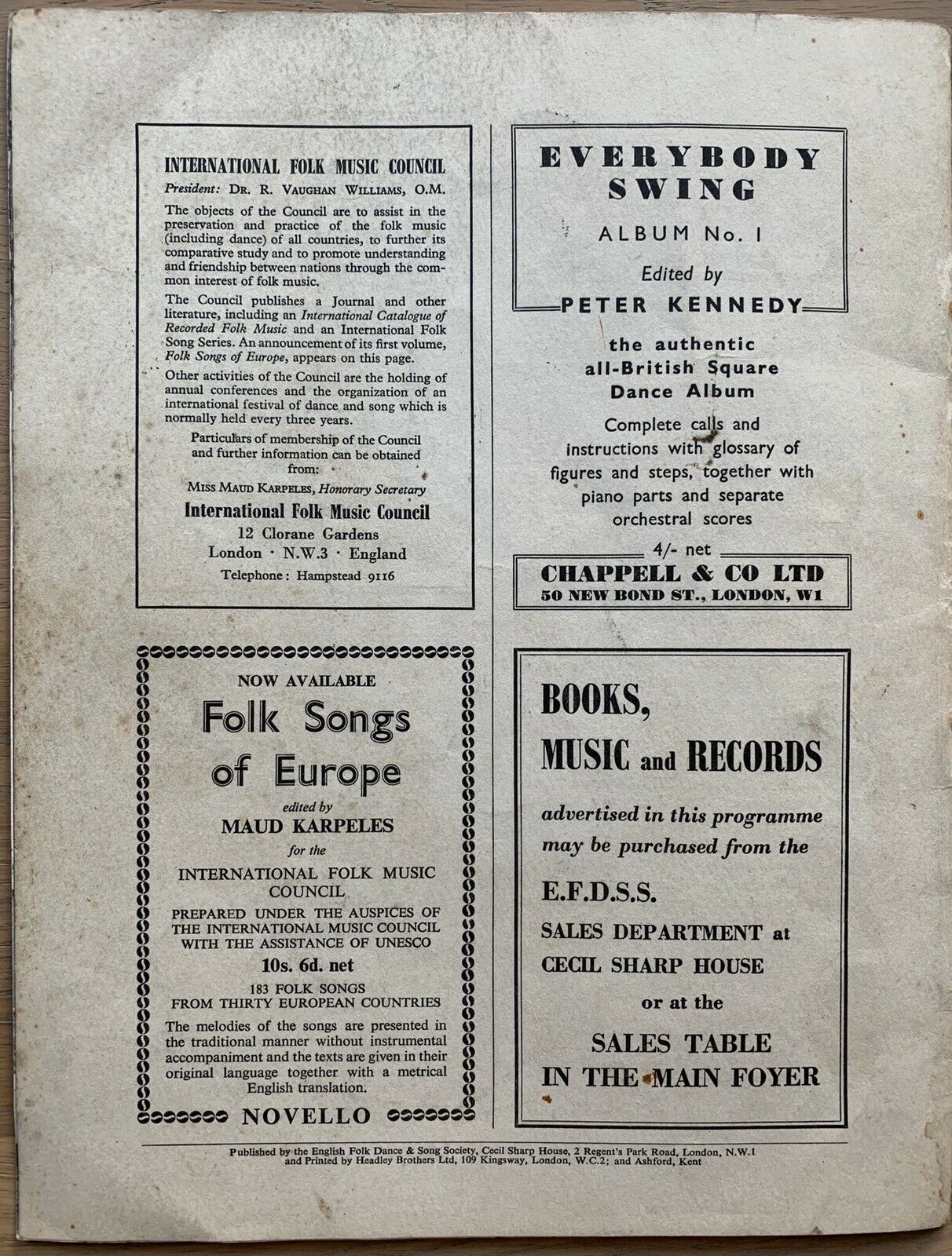 Perritt Robert ENGLISH FOLK DANCE & SONG FESTIVAL 1957 Design Research Unit - transpontinebooks